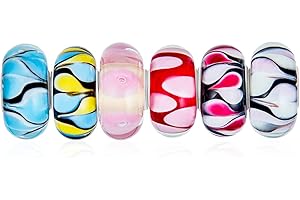 BLING JEWELRY Set Misto Di Perline Di Fascino Del Fiore Del Turbine Di Vetro Di Murano Del Nucleo Dell'Argento Sterlina .925 Traslucido Dell'Acqua Blu Verde Rosa Multi Colore Distanziatore Si Adatta Al Braccialetto