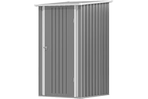 Triumphkey Abri de Jardin en Métal 95 x 98 cm Étanche avec Toit Incliné et Porte Verrouillable Armoire de Rangement Extérieur pour Jardin Terrasse ou Poubelles,Gris