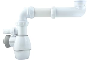 Wirquin 30721196 Siphon déporté télescopique Tout en un pour évier 2 bacs, blanc