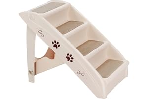 GOPLUS Składana drabina dla zwierząt domowych z 4 stopniami, plastikowa drabina dla psa, przenośna rampa dla zwierząt z antypoślizgową powierzchnią, do łóżka Sofa samochodowa, maksymalne obciążenie 60