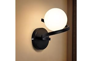 ‎GLITZERLIFE Glitzerlife Wandleuchte Badezimmer Wandspots Glaskugel - Wandlampe G9 Schwarz Flurlampe Metall Küche Flurlampe Wandstrahler 1 Flammig Weiß Innen Wohnzimmerlampe für Schlafzimmer Treppen Kinderzimmer