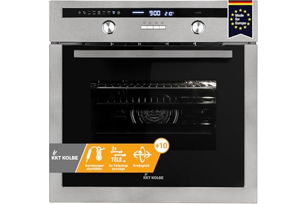 Four encastrable 60 cm | 70L | 3kW | Rôtisserie | Capteur de température du cœur | Gril | Air chaud | Tiroirs télescopiques | EB8013ED
