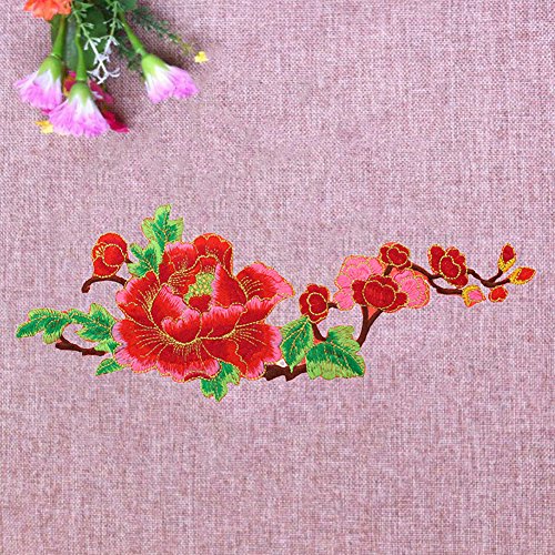 Blue Vessel Stickerei Pfingstrose Blumen Nähen Eisen auf Patch Abzeichen Tasche Hut Jeans Kleid Cheongsam Applique Handwerk für Dekor - 4