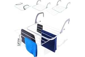 Vilde Suszarka do ubrań suszarka wisząca do kaloryferów, rozkładana, z metalu, biała, 55 x 50,5 cm