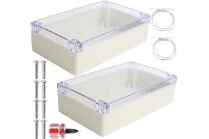 2 stycken IP65-hölje elektronik, kopplingsdosa, IP65 vattentät distributionsbox, tomt hölje, ABS plast elektronisk låda med klart lock, industrihus (2 stycken – 200 x 120 x 56 mm)