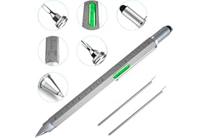 Niftii 6 in 1 Multifunction Tool Ballpoint Pen – Multitool Tech Tool Refills Pen Screwdriver | Useful Pens Gadgets with Ruler, Spirit Level, Stylus, Flat-Head, and Phillips Screwdriver