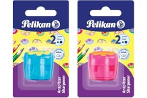 Pelikan® Temperówka | Podwójny Otwór do Ostrzenia Standardowych i Grubych Ołówków lub Kredek | Metalowe Ostrza | Pojemnik na Ścinki z Wysokiej Jakości Tworzywa Sztucznego | Różne Kolory