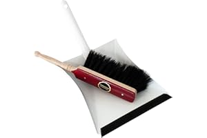 Lead Home Zestaw blachy do zamiatania i zmiotka z włosia końskiego, zestaw do zamiatania, zmiotka ręczna i szufelka, zestaw do zamiatania, szufla do zamiatania i szczotka ręczna, Made in Germany