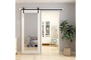 BONIKLUBA Rail Porte Coulissante 173cm Kit Roulette Suspendue Systeme Noir pour 1 Porte Coulissante Interieur 86cm Large, Petite Roue J-forme