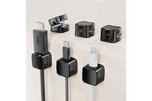 TABKSOLA Organizzatori Organizer Cavi, Fermacavi adesivi Facili da Usare, Organizzatore Cavi USB Adatti Per Casa, Ufficio, Auto, Scrivania, Comodino.(6 Pezzi)