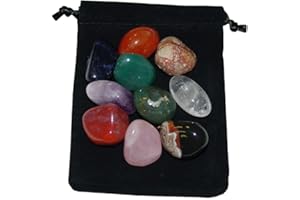 JANNI-SHOP-TROMMELSTEINE 3970 Gemstone Selected Tumbled Stones Approx. 20 - 30 mm in Black Velvet Bag Ideal for Children Treasure Hunting Sandpit Give Away Pack of 10