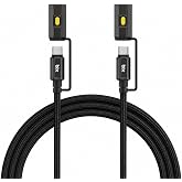 Bix T2IN1C 240W LED Fener ve Alevsiz &Ccedil;akmak Fonksiyonlu Type-C to Type-C Şarj ve Data Kablosu 1.2 Metre (Siyah)