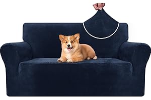CYCMACO Copridivano Velluto Spesso 2 Posti, Elasticizzato Copri Divano Con Braccioli, Copridivano Antigraffio Gatto, Copridivani Antiscivolo Antimacchia, Universale Sofa Cover, Blu Scuro
