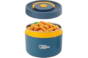 TISSTING Termos per Alimenti, Contenitore Termico 550ml, Contenitore per Pranzo in Acciaio Inossidabile con Coperchio Contenitori per Conservazione Degli Alimenti Scatole Picnic (Mantieni caldo, Blu oceano)