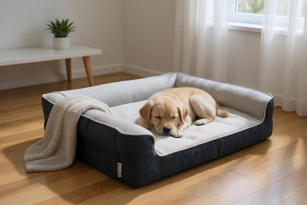 Petshill viscopet Premium Sofa Blok sungerli Alezli Fermuarlı Yıkanabilir Köpek Yatağı-S-blkgr (X-Large)