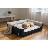 Petshill viscopet Premium Sofa Blok sungerli Alezli Fermuarlı Yıkanabilir K&ouml;pek Yatağı-S-blkgr (Medium)