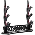 Ekkhysis Vine Sword Stand 3-Tier Padded Hook Katana Stand Holder Display Hanger for Tanto Rapier SamuraiCosplay Blade Tanjirou Demon Slayer Weapon Display Stand (3-tier)