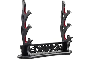 Ekkhysis Katana-Ständer mit 3 Ebenen, gepolsterter Haken, Aufhänger für Tanto Rapier Samurai Cosplay Blade Tanjirou Demon Slayer Waffenständer