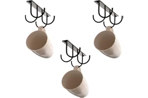 simplywire - Confezione da 3 - Portatazze da cucina - Organizer sottopensile da appendere - 12 ganci per tazze - 4 per unità - Colore nero