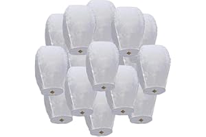 SEINAL Lanterne cinesi del Cielo Lanterna Volante Cinese,Carta Lanterna di Carta Puramente Fatta a Mano per Feste di Nozze Festival di Compleanno, Natale e Capodanno (10 Pezzi)