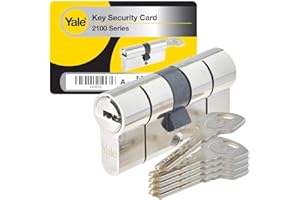 Yale Cylindre européen Série 2100 40/40 mm chrome poli double cylindre, 5 clés incluses, sécurité maximale pour portes d’entrée et blindées