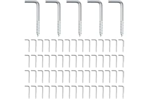 Naseom 100 Stück L Hakenschrauben L-förmiger Rechtwinkliger Schraub-Einschraubhaken Gerade Schlitz Hakenschraube L Haken Hakenschraube Galvanisch Verzinkt, L-förmig, Wandhaken