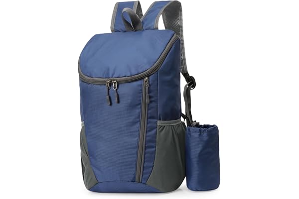 flintronic Lätt vikbar ryggsäck, liten vandringsryggsäck, unisex vattentålig promenadryggsäck för utomhussport, vandring, resor, promenader, camping, 15 l blå, 28*20*42 cm, Avslappnad