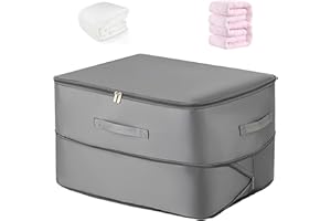 LEWBDF Selbstkomprimierender Organizer Ultra Space Saving Selfs Compression Organizer Selbstkomprimierende Aufbewahrungstasche for Bettdecken Kleidung Decken (Grau, L 52x42x30CM)