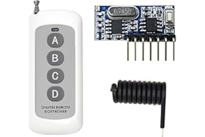 QIACHIP Modulo RF wireless RX480E-4 433Mhz trasmettitori e ricevitori Kit di uscita a 4 canali con telecomando Codice di apprendimento 1527