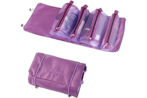 ZOOMERS Beauty Case da Viaggio. Beauty Case Trucchi Pieghevole con 4 Beauty Trucchi staccabili. Beauty da Viaggio per skincare profumo. Beauty Box Skincare Organizer.Accessori da Viaggio.(Viola)