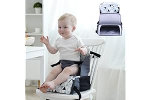 PandaEar Krzesło podwyższające do siedzenia, krzesło dziecięce, krzesło do jedzenia, siedzisko stołowe, poduszka do siedzenia z regulowanymi paskami, do użytku na świeżym powietrzu, na kemping