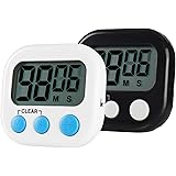Jsdoin Timer da Cucina, Magnetico Digitale Timer da Cucina con Allarme Forte e Ampio Display LCD, 2 Pezzi
