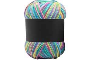 Everpertuk Fil de Coton Cordon 3 Brins 50g DIY Corde à Tricoter Crochet pour Couvertures Gants Écharpe Chandail pour Aiguilles à Tricoter 10/11 Macramé Décoration Multicolore 02