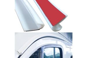 YESUKD Gouttière anti-pluie, bande autocollante en PVC en forme de J, pour porte de voiture, camion, camping-car, bateau, van - Blanc, 3 m