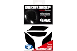 VFLUO - Gamme Stickers Noirs Rétro Réfléchissants - Bandes Casque Moto Shark Spartan GT - Homologation FR - Technologie 3M™ - Haute Visibilité - Discret & Design - Adhérence maximale - Noir