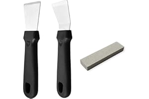 JJWNMLL 2 Stück Reinigungsschaber, Kunststoff Multi-Küchenschaber, Edelstahl Schaber, Reinigungsutensilien für Backofen, Kühlschrank, Herd, Induktionsherd, schwarz (gerade Version + Biege-Version)