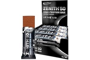 ‎IRONMAXX IronMaxx Zenith 50 High Protein Bar - Kokosnuss - 12x100g | Eiweißriegel mit 50% Protein | Low Sugar Snack mit cremiger Umhüllung | High Proteinriegel für Muskelaufbau, Diät & Fitness