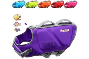 Sheripet Dog Life Jacket for Large Dogs, XL Good Visibility Dog Life Vest for Swimming with Reflective Stripes and Rescue Handle, Dog Flotation Vest Suit (Purple, XL)