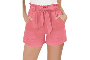 JFAN Short d'Été Femme Taille Haute Élastique Bermudas Shorts avec Poches Short de Survêtement Léger Casual Jogging