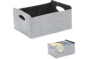 Cnwinu Filcowy kosz do przechowywania, składany, małe pudełko do przechowywania, pogrubione pudełko filcowe z uchwytem, filcowy organizer do regałów, szaf, domu, biura – szary (1 sztuka)