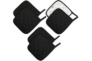 Lifaith Lot de 6 maniques 100 % coton pour cuisine et pâtisserie - Noir