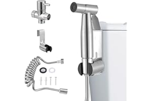 Ideal Swan Handheld Bidet Sprayer – Stainless Steel Bidet Shower Spray Set, Muslim Shower for Toilet, Douche Spray Kit Bidet Attachment with 1.5m Spring Hose, Personal Hygiene Cloth Diaper Cleaning
