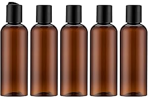 Livfa Flacone da Viaggio Vuoto da 100ml, Contenitore a Prova di Perdite, Flaconi Ricaricabili con Etichetta per Shampoo, Lozione, Cosmetici (5 Pezzi, Marrone)