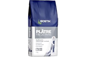 Bostik – Yeso fin de París – Sellado, Retapado, Moldeo – Interior – Todos los soportes – Toma rápida – Color: blanco – 1 caja de cartón 5 kg