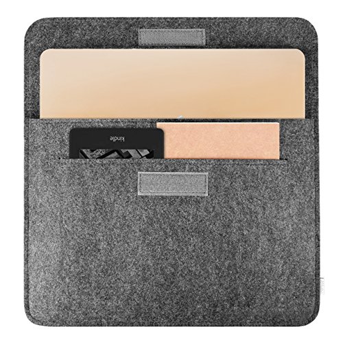Inateck Neue 12 Zoll MacBook Retina Sch  tzh  lle  Sleeve Tasche  Klettverschluss  Verschluss mit Klettband  Dunkelgrau