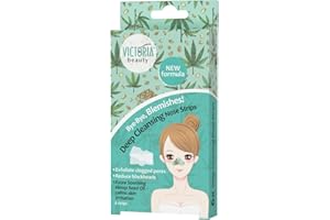 ‎VICTORIA BEAUTY Victoria Beauty - Clear Up Nose Strips, Nasenstrips gegen Mitesser mit Hanföl, Nasenmaske, tiefenreinigende Streifen zum Mitesser entfernen (6 Strips)