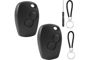 guobinZH Lot de 2 Coque Clé de Voiture 2 Boutons Compatible avec Dacia Duster Dokker Logan Logdy Sandero Stepway Boitier Cle Télécommande de Coque Clef Remplacement avec Porte-Clés