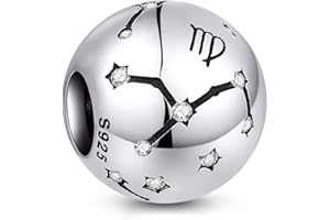 NINGAN Perline costellazioni in argento sterling 925 Fascino di zircone 5A Adatto per il regalo di compleanno della collana del braccialetto delle donne