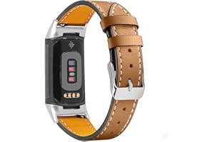 Gimuk Bracelet de rechange réglable en cuir véritable compatible avec Fitbit Charge 6/Charge 5 pour homme et femme, taille S et L