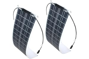YINGGUANG Pannello Solare Monocristallino 50W100W 12V 2 pezzi Kit Pannello Solare 50W Caricabatterie Solare Monocristallino con Connessione PV per caravan, case mobili e batterie 12V(2 * 50W)